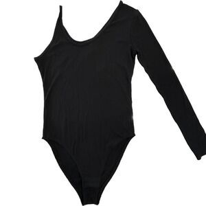 TOPSHOP Women's Top One Shoulder Bodysuit One Piece Black Size 4-6 NWT